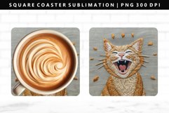 Funny Cat Square Coaster Design | Square Coaster PNG Product Image 1