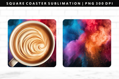 Rainbow Square Coaster Design | Square Coaster PNG Product Image 1