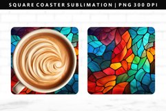 Stained Glass Square Coaster Design | Square Coaster PNG Product Image 1