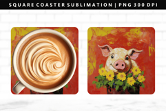 Pig Square Coaster Design | Square Coaster PNG Product Image 1