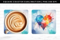Heart Square Coaster Design | Square Coaster PNG Product Image 1