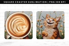 Funny Cat Square Coaster Design | Square Coaster PNG Product Image 1