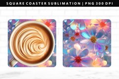 Flower Square Coaster Design | Square Coaster PNG Product Image 1