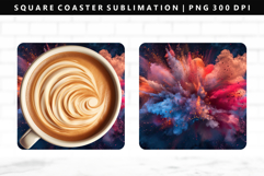 Rainbow Square Coaster Design | Square Coaster PNG Product Image 1