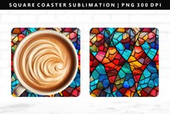 Stained Glass Square Coaster Design | Square Coaster PNG Product Image 1