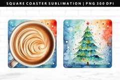 Watercolor Square Coaster Design | Square Coaster PNG Product Image 1