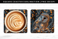 Owl Square Coaster Design | Square Coaster PNG Product Image 1