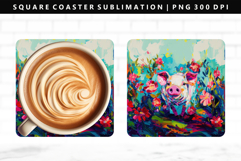 Pig Square Coaster Design | Square Coaster PNG Product Image 1