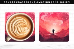 Valentine Square Coaster Design | Square Coaster PNG Product Image 1