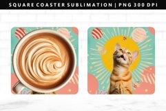 Funny Cat Square Coaster Design | Square Coaster PNG Product Image 1
