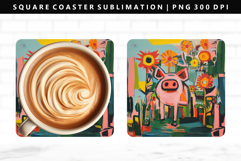 Pig Square Coaster Design | Square Coaster PNG Product Image 1