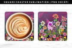 Pig Square Coaster Design | Square Coaster PNG Product Image 1