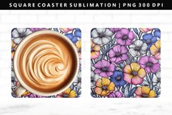 Flower Square Coaster Design | Square Coaster PNG Product Image 1