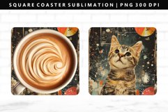 Funny Cat Square Coaster Design | Square Coaster PNG Product Image 1