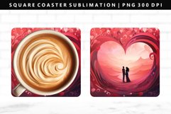 Valentine Square Coaster Design | Square Coaster PNG Product Image 1