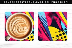 Retro Pop Art Square Coaster Design | Square Coaster PNG Product Image 1