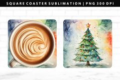 Watercolor Square Coaster Design | Square Coaster PNG Product Image 1