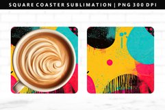 Retro Pop Art Square Coaster Design | Square Coaster PNG Product Image 1
