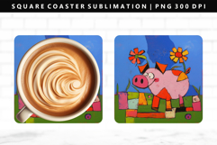 Pig Square Coaster Design | Square Coaster PNG Product Image 1