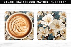 Flower Square Coaster Design | Square Coaster PNG Product Image 1