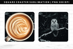 Owl Square Coaster Design | Square Coaster PNG Product Image 1