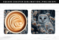 Owl Square Coaster Design | Square Coaster PNG Product Image 1