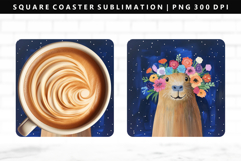 Capybara Square Coaster Design | Square Coaster PNG Product Image 1