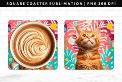 Funny Cat Square Coaster Design | Square Coaster PNG Product Image 1
