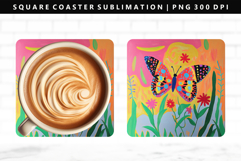 Butterfly Square Coaster Design | Square Coaster PNG Product Image 1