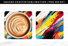 Retro Pop Art Square Coaster Design | Square Coaster PNG Product Image 1