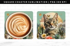 Funny Cat Square Coaster Design | Square Coaster PNG Product Image 1
