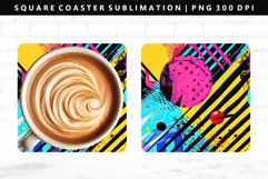 Retro Pop Art Square Coaster Design | Square Coaster PNG Product Image 1