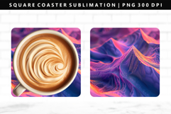 Abstract Square Coaster Design | Square Coaster PNG Product Image 1