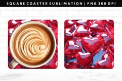 Puff Heart Square Coaster Design | Square Coaster PNG Product Image 1