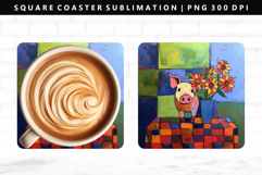 Pig Square Coaster Design | Square Coaster PNG Product Image 1