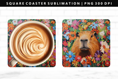 Capybara Square Coaster Design | Square Coaster PNG Product Image 1