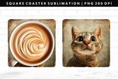 Funny Cat Square Coaster Design | Square Coaster PNG Product Image 1