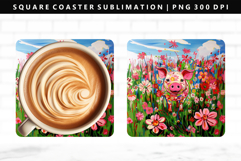 Pig Square Coaster Design | Square Coaster PNG Product Image 1