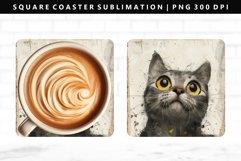 Funny Cat Square Coaster Design | Square Coaster PNG Product Image 1