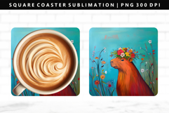 Capybara Square Coaster Design | Square Coaster PNG Product Image 1