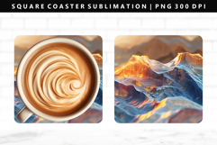 Abstract Square Coaster Design | Square Coaster PNG Product Image 1
