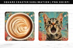 Funny Cat Square Coaster Design | Square Coaster PNG Product Image 1