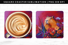 Capybara Square Coaster Design | Square Coaster PNG Product Image 1