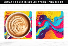 Retro Pop Art Square Coaster Design | Square Coaster PNG Product Image 1