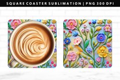 Flower Square Coaster Design | Square Coaster PNG Product Image 1