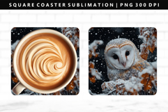 Owl Square Coaster Design | Square Coaster PNG Product Image 1