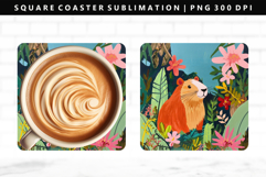 Capybara Square Coaster Design | Square Coaster PNG Product Image 1