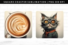 Funny Cat Square Coaster Design | Square Coaster PNG Product Image 1