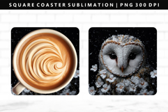 Owl Square Coaster Design | Square Coaster PNG Product Image 1