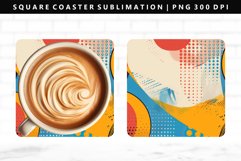 Retro Pop Art Square Coaster Design | Square Coaster PNG Product Image 1